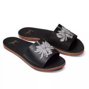 Beek Mockingbird Palm Flat Slide SANDALS Size 8 Black Leather NEW